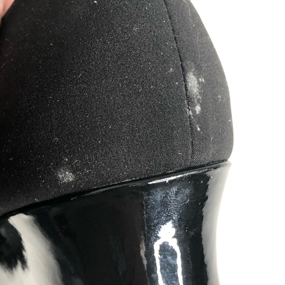 Bruno Magli Black Patent Wedge Peep Toe Shoe 7AA - Picture 8 of 8